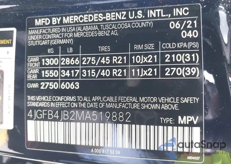 2021 Mercedes-Benz Gle 350 from USA, damaged, VIN 4JGFB4JB2MA519882